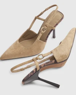 Beige Slingback Court Heels