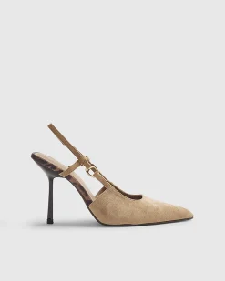 Beige Slingback Court Heels