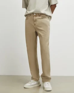 Beige Straight Leg Jeans