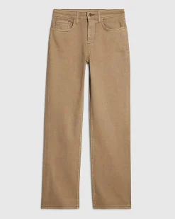 Beige Stretch Straight Leg Jeans