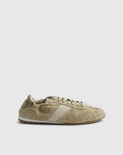 Beige Suede Elastic Back Trainers