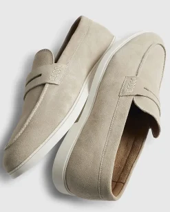Beige Suede Loafers