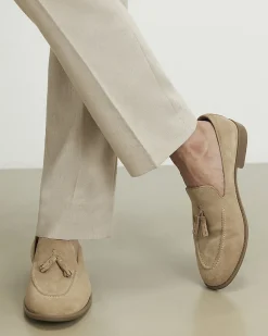 Beige Suede Tassel Loafers