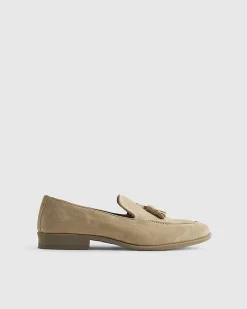 Beige Suede Tassel Loafers