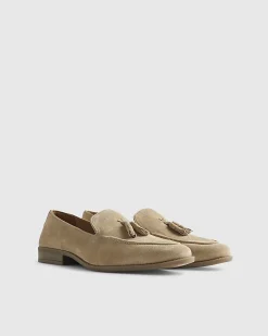 Beige Suede Tassel Loafers
