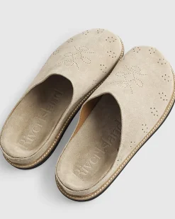 Beige Suede Western Style Mules