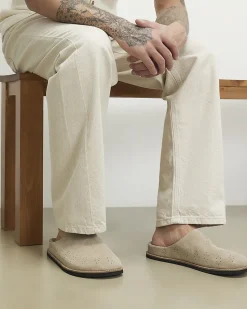 Beige Suede Western Style Mules