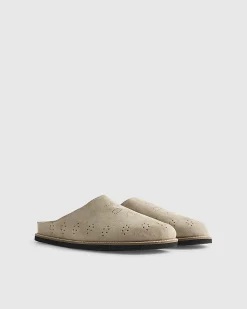 Beige Suede Western Style Mules