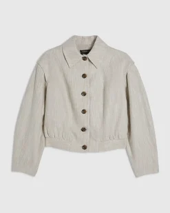 Beige Tailored Bomber Jacket