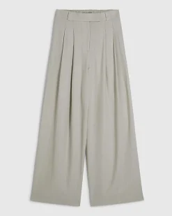 Beige Tailored Wide Leg Trousers