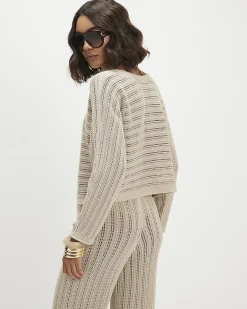 Beige Tape Yarn Knitted Jumper