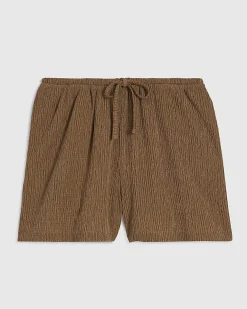 Beige Textured Shorts