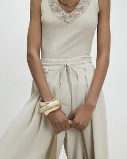 Beige Tie Detail Culottes