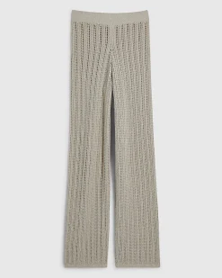 Beige Wide Leg Knitted Trousers