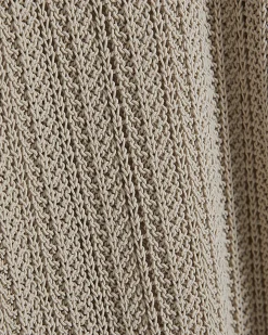 Beige Wide Leg Knitted Trousers