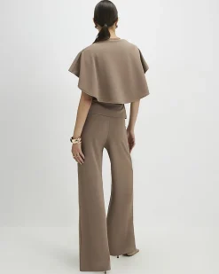 Beige Wide Leg Trousers