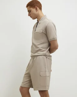 Biege Slim Fit Cargo Shorts