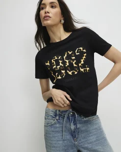 Black 1982 Leopard Print T-Shirt