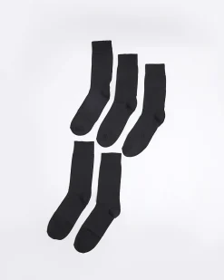 Black 5 Pack Ankle Socks