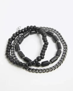 Black 3 Pack Chain Bracelets