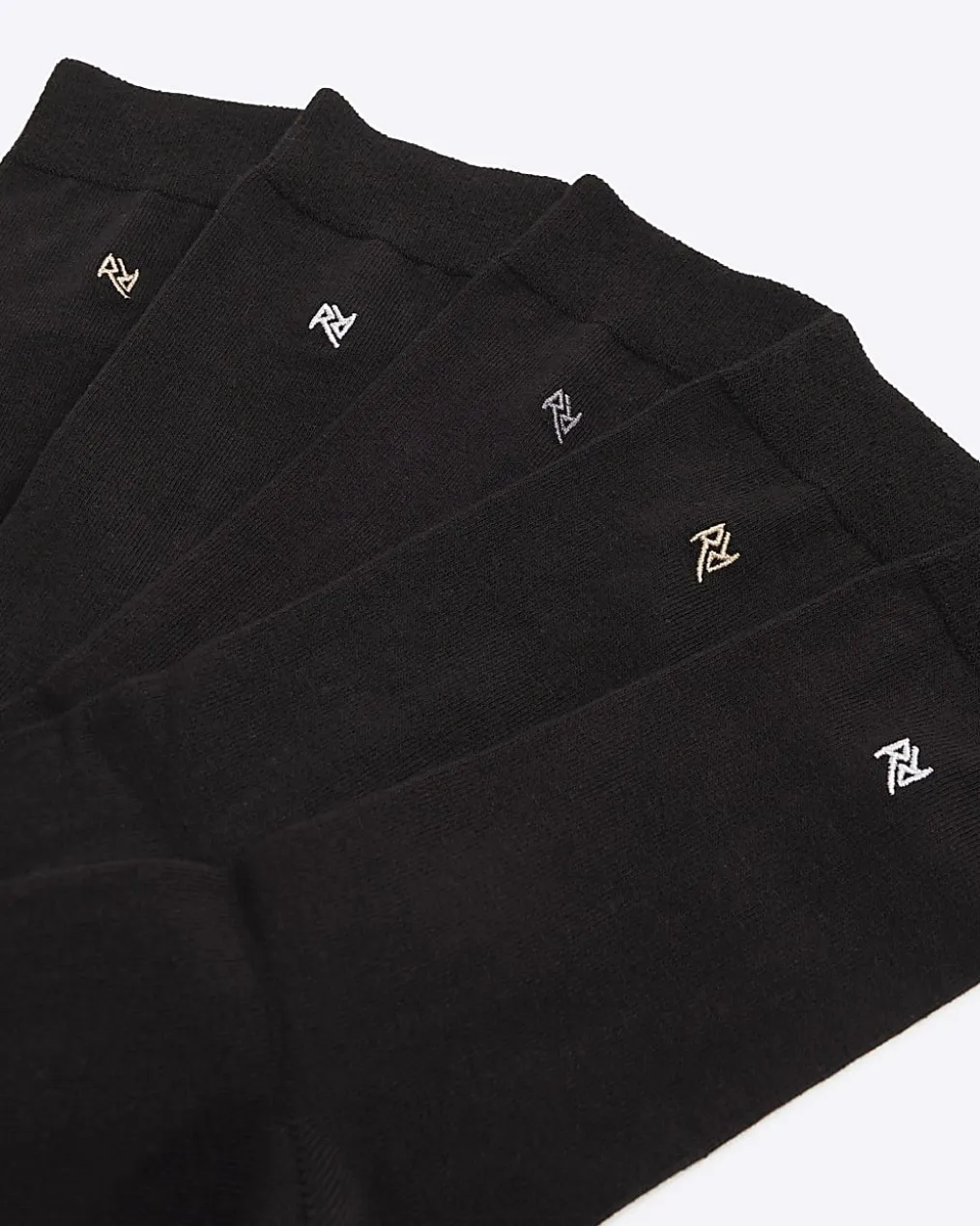 Black 5 Pack Metallic Embroidered RI Socks