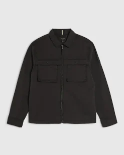 Black Regular Fit Cotton Utility Overshirt