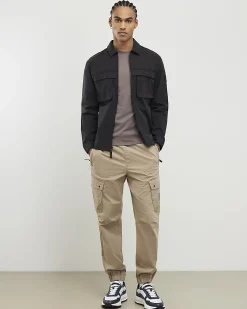 Black Regular Fit Cotton Utility Overshirt