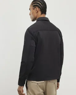 Black Regular Fit Cotton Utility Overshirt