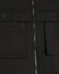 Black Regular Fit Cotton Utility Overshirt