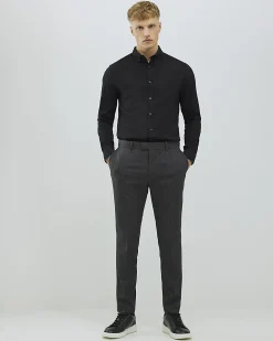 Black Textured Muscle Fit Long Sleeve Shirt