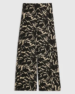 Black Abstract Wide Leg Trousers