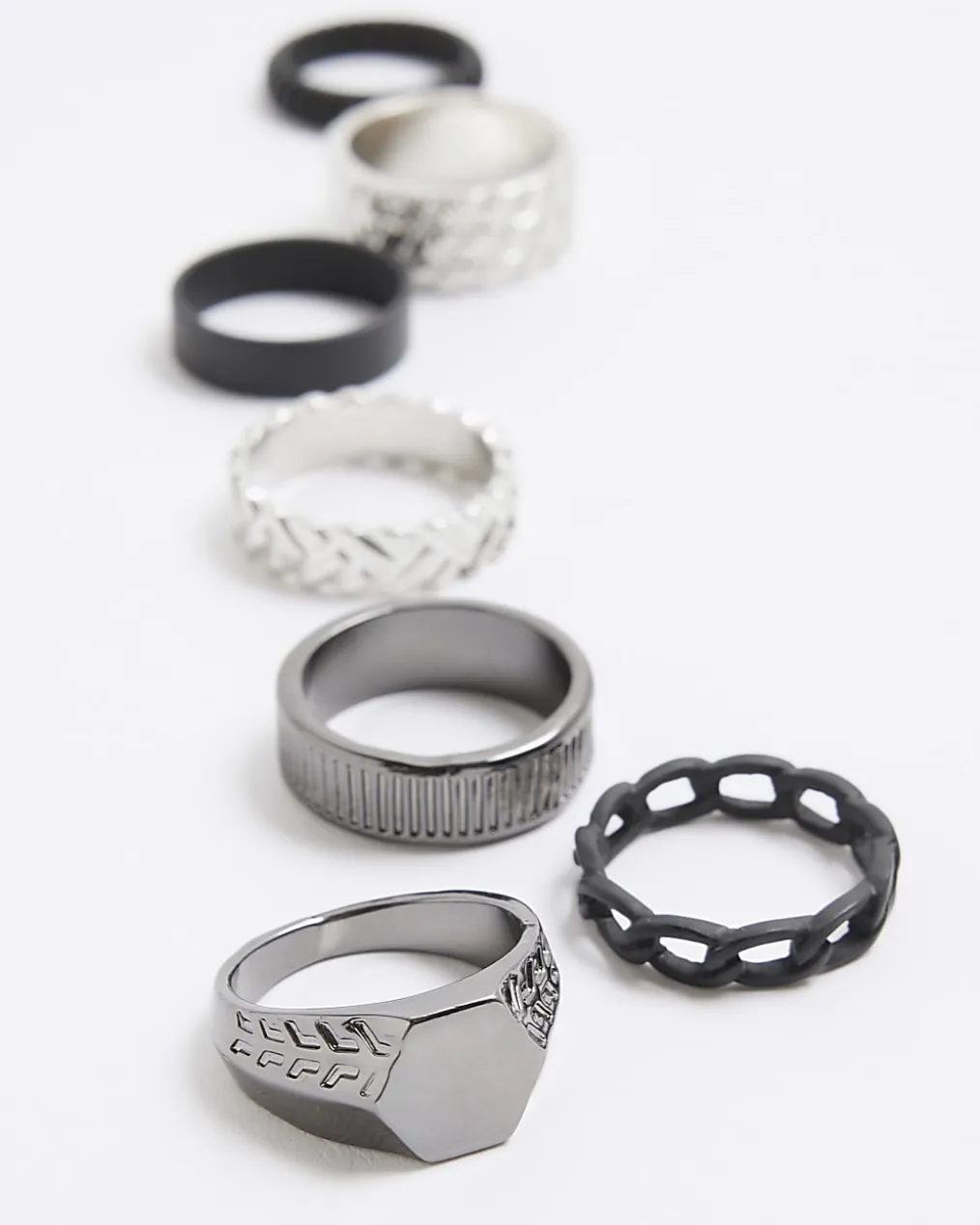 Black And Silver Ring Multi Pack