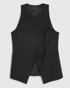 Black Asymmetric Bow Tie Front Waistcoat