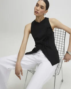 Black Asymmetric Bow Tie Front Waistcoat