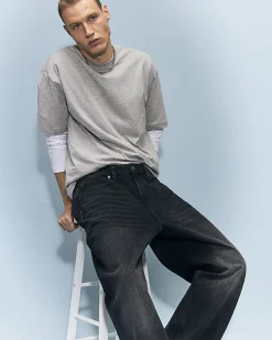 Black Baggy Fit Washed Jeans