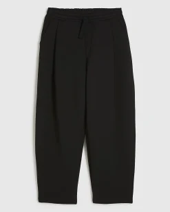 Black Barrel Fit Pleated Joggers