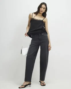 Black Barrel Leg Jeans