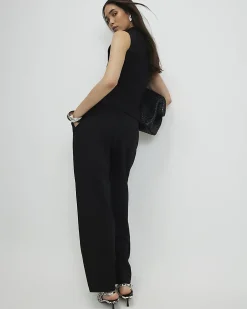 Black Barrel Leg Jersey Trousers
