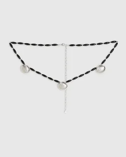 Black beaded chain shell belt