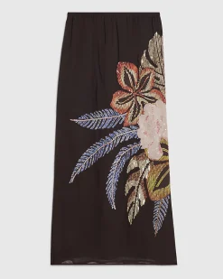 Black Beaded Floral Maxi Skirt