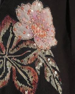 Black Beaded Floral Shorts