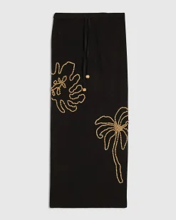 Black Beaded Knit Maxi Skirt