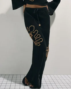 Black Beaded Knit Maxi Skirt
