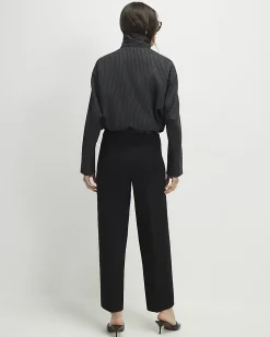 Black Belted Cropped Wide Leg Trousers