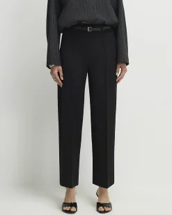 Black Belted Cropped Wide Leg Trousers