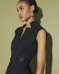 Black Belted Midi Dress