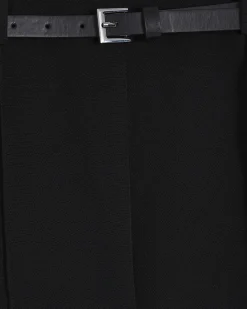 Black Belted Pintuck Shorts