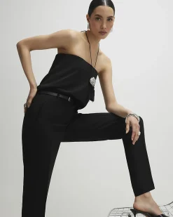 Black Belted Slim Fit Trousers