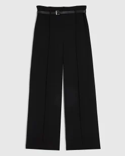 Black Belted Straight Leg Trousers
