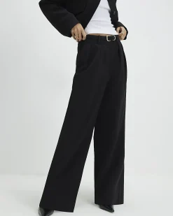 Black Belted Wide Leg Trousers